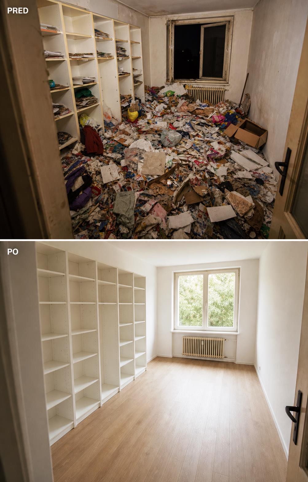 Referenčná fotografia nehnuteľnosti pred rekonštrukciou a po nej